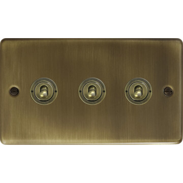antique brass toggle switch (3 gang) front fc20825