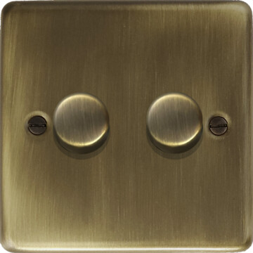 antique brass led dimmer (2 gang) front fc20825
