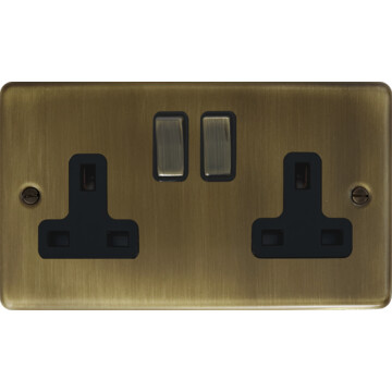 antique brass double socket front fc20825