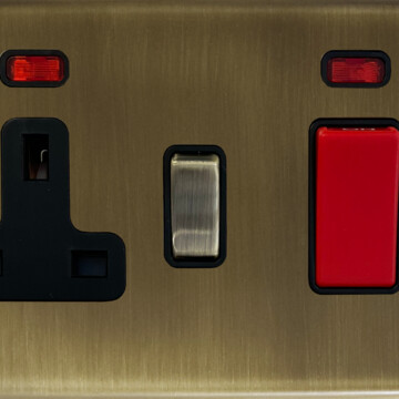 Contour Antique Brass Cooker Switch with Socket