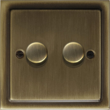 victorian antique brass led dimmer (2 gang) front fc20825