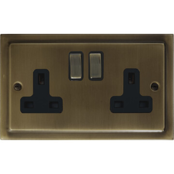 victorian antique brass socket (2 gang) front fc20825
