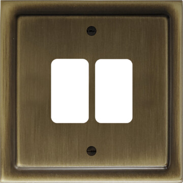 victorian antique brass grid plate (2 gang) front fc20825