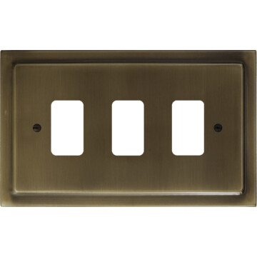 victorian antique brass grid plate (3 gang) front fc20825