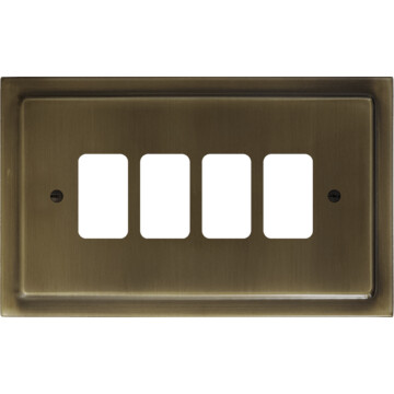 victorian antique brass grid plate (4 gang) front fc20825