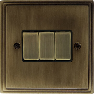 cast antique brass light switch (3 gang) front fc20825