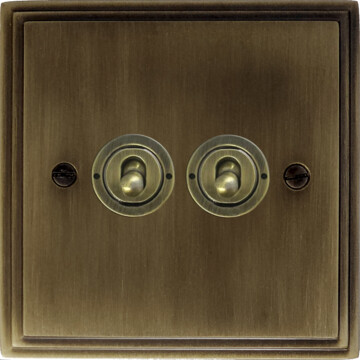 cast antique brass toggle plate (2 gang/antique brass toggle) front fc20825