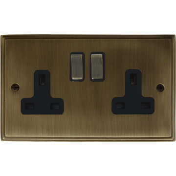 cast antique brass double socket front fc20825