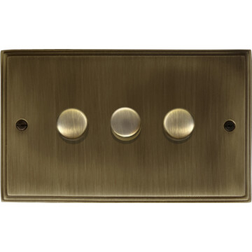 cast antique brass led dimmer (3 gang) front fc20825
