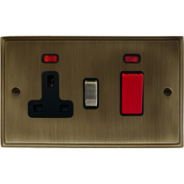 cast antique brass cooker switch with socket front fc20825