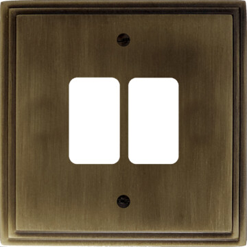 cast antique brass grid switch (2 gang) front fc20825