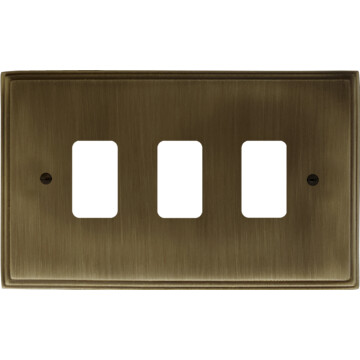 cast antique brass grid switch (3 gang) front fc20825