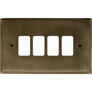 cast antique brass grid switch (4 gang) front fc20825