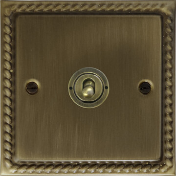 georgian antique brass toggle switch (1 gang) front fc20825