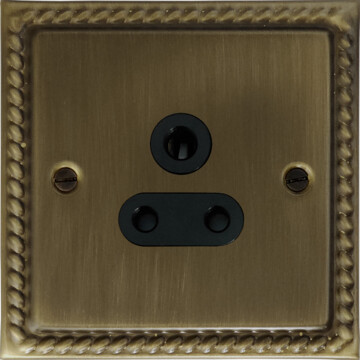 georgian antique brass 5 amp 3 pin socket front fc20825