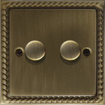 georgian antique brass led dimmer (2 gang) front fc20825