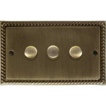georgian antique brass led dimmer (3 gang) front fc20825