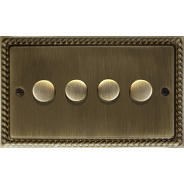 georgian antique brass led dimmer (4 gang) front fc20825