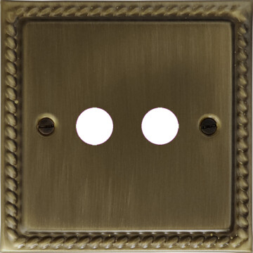 georgian antique brass toggle grid plate (2 gang) front fc20825