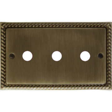 georgian antique brass toggle grid plate (3 gang) front fc20825