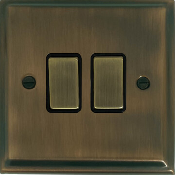 deco antique brass light switch (2 gang/brass switches) front fc20825