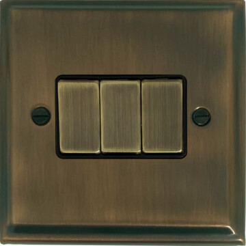 deco antique brass light switch (3 gang/brass switches) front fc20825