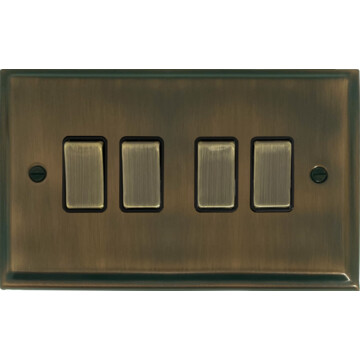 deco antique brass light switch (4 gang/brass switches) front fc20825