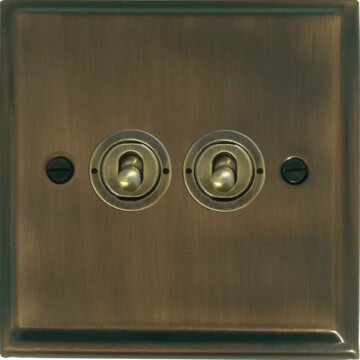 deco antique brass toggle switch (2 gang/antique brass toggle) front fc20825