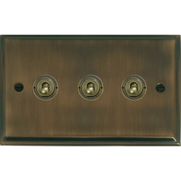 deco antique brass toggle switch (3 gang/antique brass toggle) front fc20825