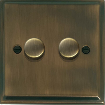 deco antique brass led dimmer (2 gang) front fc20825