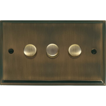 deco antique brass led dimmer (3 gang) front fc20825
