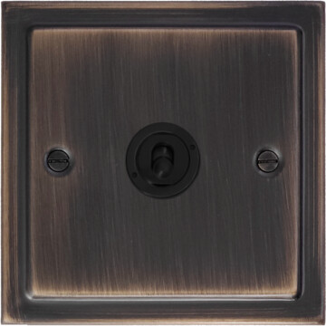 victorian antique copper toggle switch (1 gang/flat black toggle) front fc20825