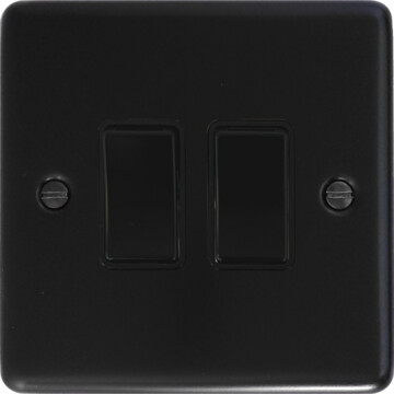 matt black light switch (2 gang/black switch) front fc20825