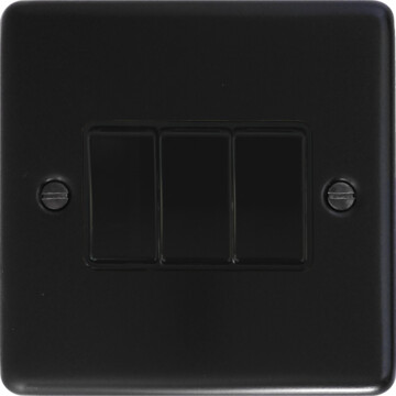 matt black light switch (3 gang/black switch) front fc20825