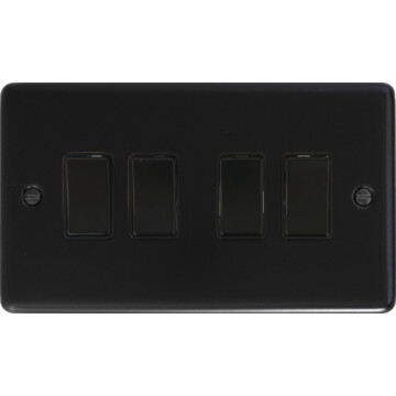 matt black light switch (4 gang/black switch) front fc20825