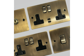 Flat Antique Brass Sockets and Switches-Flat Antique Brass Sockets