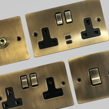 Flat Antique Brass Sockets and Switches