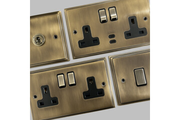Cast Antique Brass Sockets and Switches-Victorian Cast Antique Sockets
