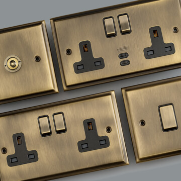 Deco Antique Brass Sockets and Switches