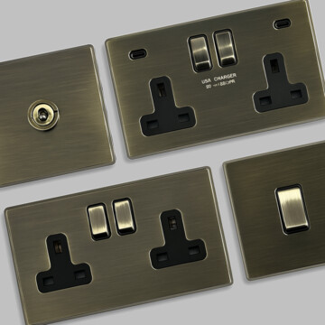 Screwless Antique Brass Sockets and Switches