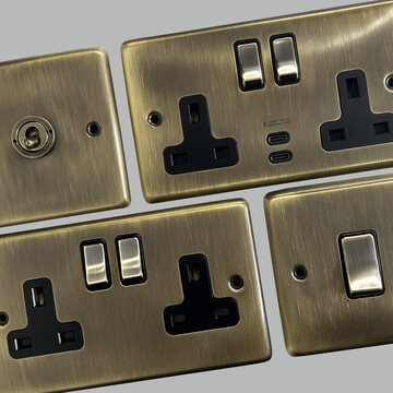 Contour Antique Brass Sockets and Switches