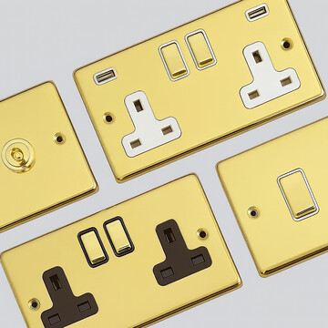 Contour Polished Brass Unlacquered Sockets and Switches