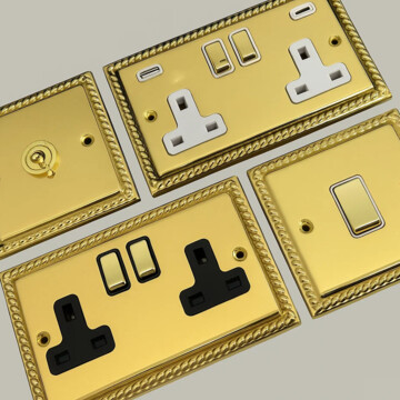 Georgian Polished Brass Sockets and Switches