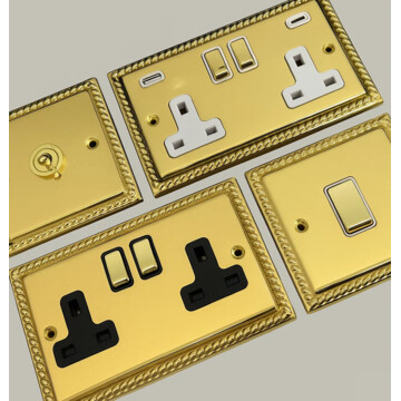 Georgian Polished Brass Sockets and Switches