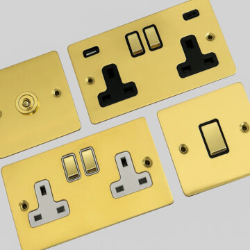 Flat Polished Brass Sockets and Switches