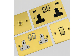 Flat Polished Brass Unlacquered Sockets and Switches-FBULCat