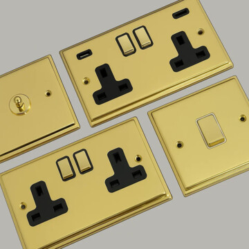 Deco Polished Brass Sockets and Switches