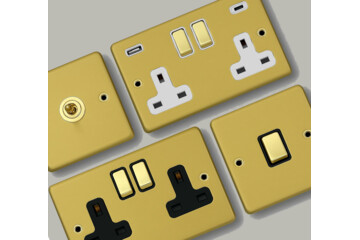 Contour Satin Brass Sockets and Switches-CSBCat