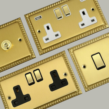 Georgian Satin Brass Sockets and Switches