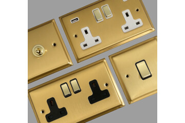 Deco Satin Brass Sockets and Switches-DSBCat